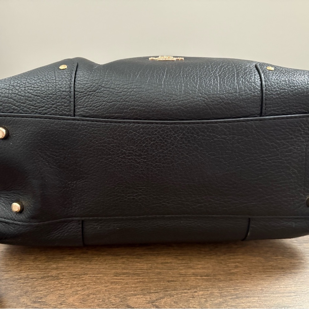 Coach Mercer Black Leather Satchel with Gold Accents - Picture 4 of 13